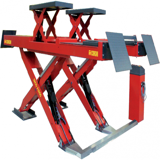 [COGI-ERCOX5000CTLT] Cầu nâng cắt kéo kiểm tra góc đặt bánh xe 5 tấn, lắp chìm, có bàn nâng phụ, 3 pha, màu đỏ (bao gồm đĩa lái Italy và bộ phụ kiện)